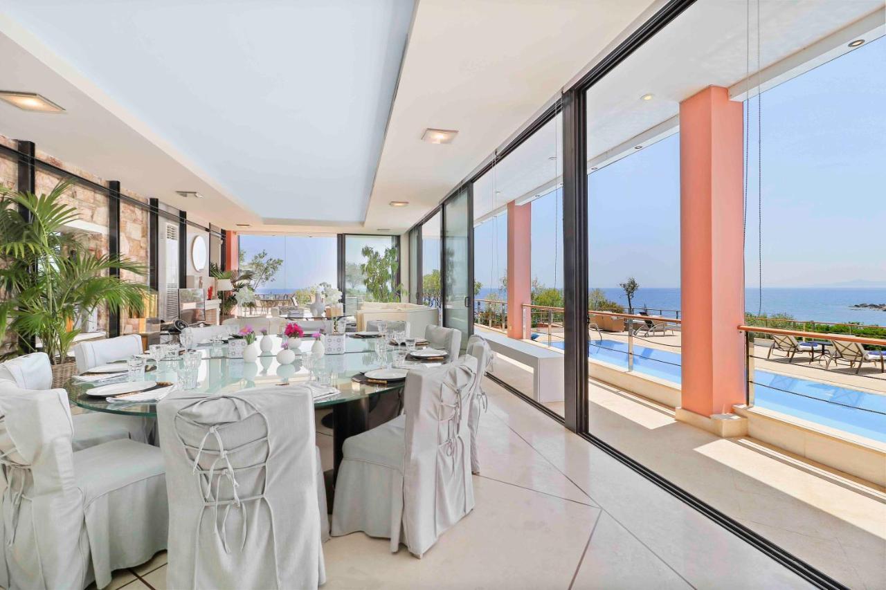 Black Diamond Beachfront Pool Villa Pasithea In Sounio, Athens Sounion Exterior foto